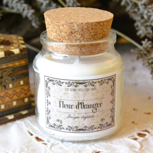 Bougie parfumée artisanale à la fleur d’oranger – Création artisanale | Le sens des choses – Boutique de bougies parfumées végétales et objets décoratifs écoresponsables