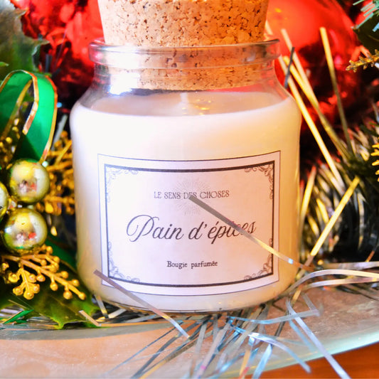 Bougie parfumée artisanale au pain d'épices – Création artisanale | Le sens des choses – Boutique de bougies parfumées végétales et objets décoratifs écoresponsables