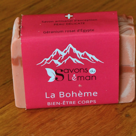 Savon BIO surgras géranium et bergamote « La Bohème » – Création artisanale | Le sens des choses – Boutique de bougies parfumées végétales et objets décoratifs écoresponsables
