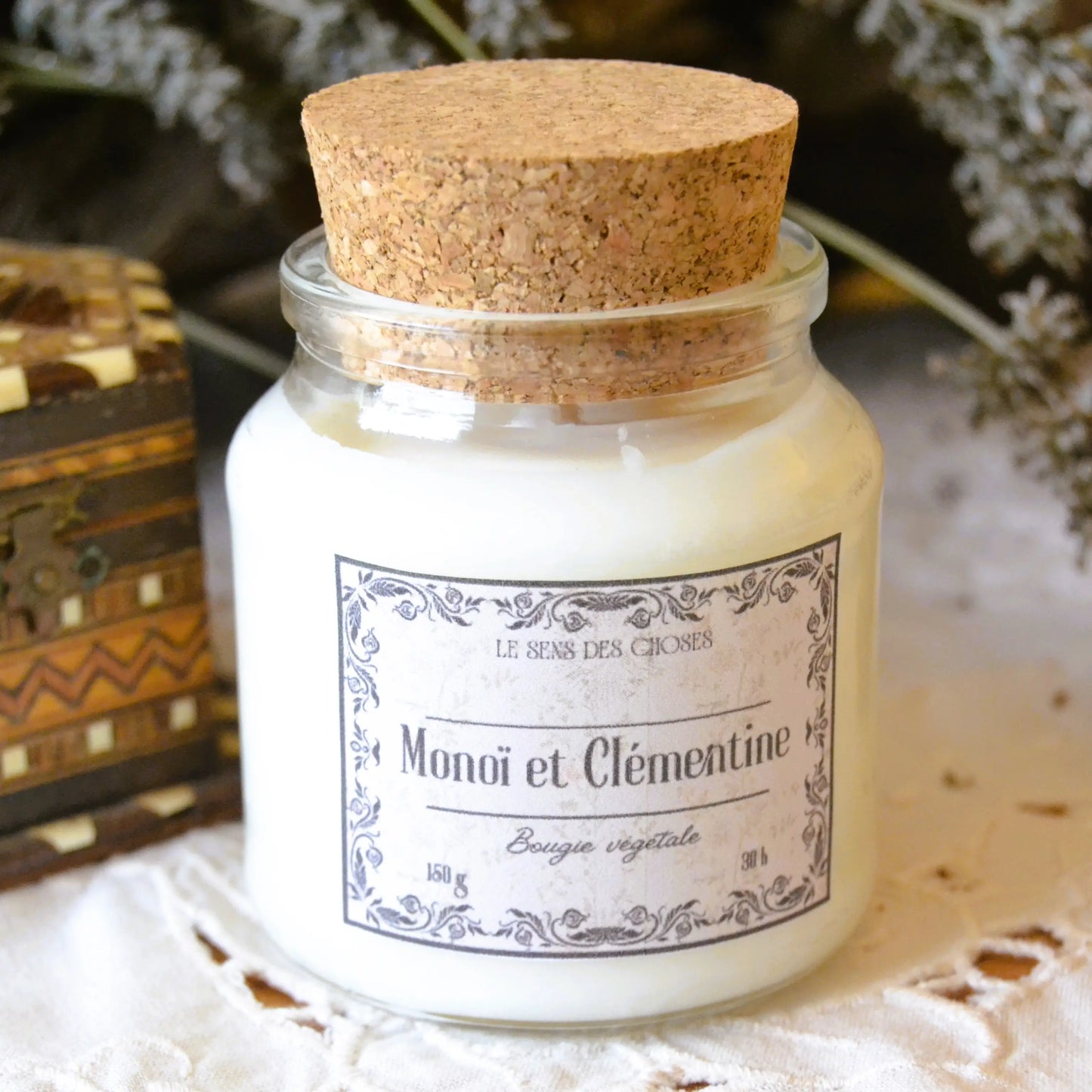 Bougie parfumée artisanale au monoï et clémentine – Création artisanale | Le sens des choses – Boutique de bougies parfumées végétales et objets décoratifs écoresponsables