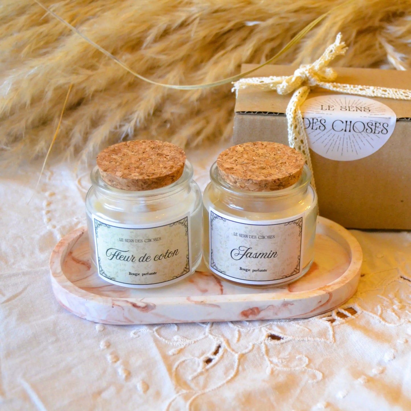 Coffret-cadeau — deux petites bougies parfumées artisanales au choix – Création artisanale | Le sens des choses – Boutique de bougies parfumées végétales et objets décoratifs écoresponsables