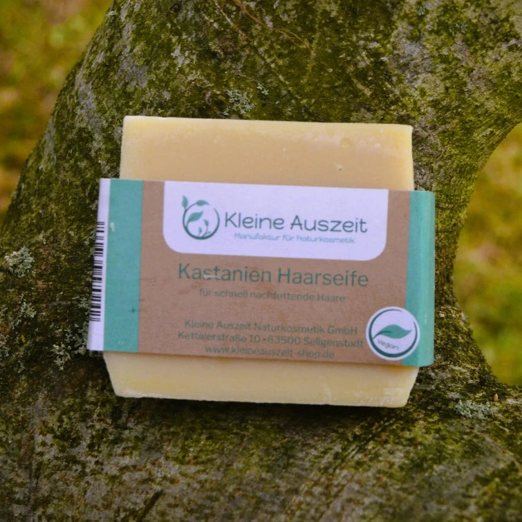 Shampooing solide à la châtaigne — cheveux gras – Création artisanale | Le sens des choses – Boutique de bougies parfumées végétales et objets décoratifs écoresponsables