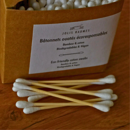 Bâtonnets ouatés écologiques en bambou et coton bio – Création artisanale | Le sens des choses – Boutique de bougies parfumées végétales et objets décoratifs écoresponsables